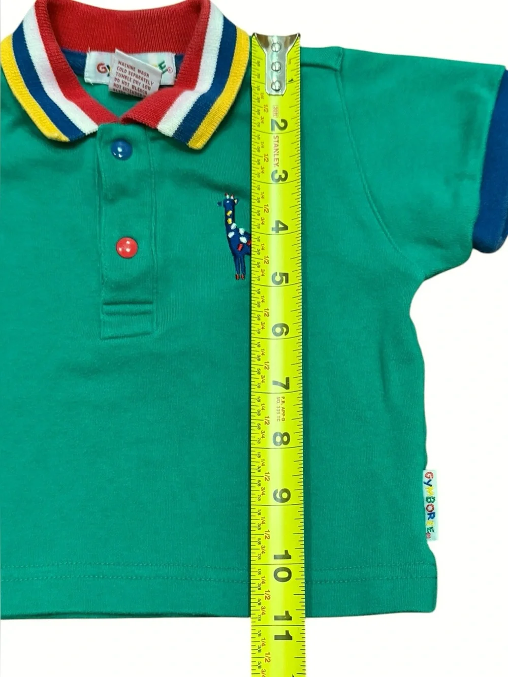 Vintage 90s Gymboree Colorblock Collared Shirt Baby Boy Embroidered Giraffe